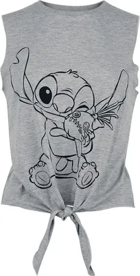Produktbild von Lilo & Stitch Top Damen Cuddling grau meliert L