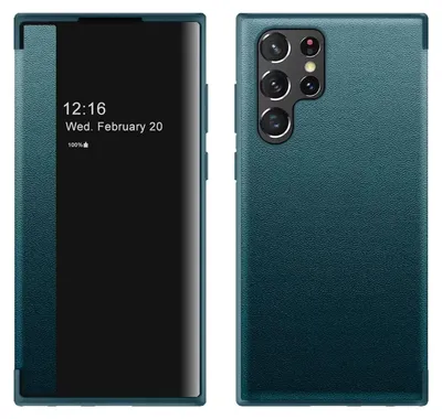 Immagine prodotto di Per Samsung Galaxy S25 Ultra 5G vista specchio telefono cellulare Smart Cover Wake UP funzione caso verde