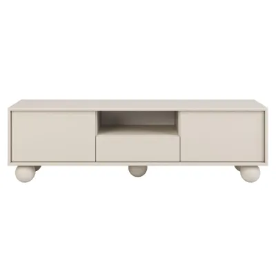 Produktbild von BEAUTYSOFA | TV-Schrank ADEL 154 cm Kaschmir – Moderner TV-Schrank mit Schublade und 2 Türen, kugelförmigen Beinen, Minimalistisches Design