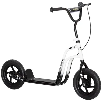 Image de Trottinette pour enfants avec guidon réglable et frein à main, adaptée aux enfants de 5 à 12 ans | Couleur : Blanc