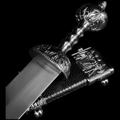 Immagine prodotto di Gladius romano decorativo con fodero, ispirato ai modelli storici dell'epoca dell'Impero Romano, decorazione C-87