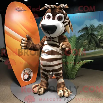 Produktbild von Braunes REDBROKOLY Zebra-Maskottchenkostüm mit Boardshorts und Fußkettchen