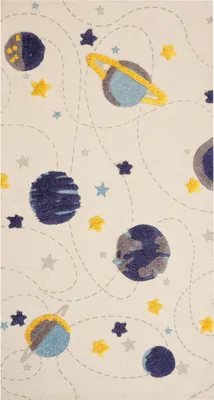 Obrázok produktu pre BELIANI Detský koberec viacfarebný s vesmírnym motívom 80 x 150 cm bavlnený s nízkym vlasom behúň do detskej izby