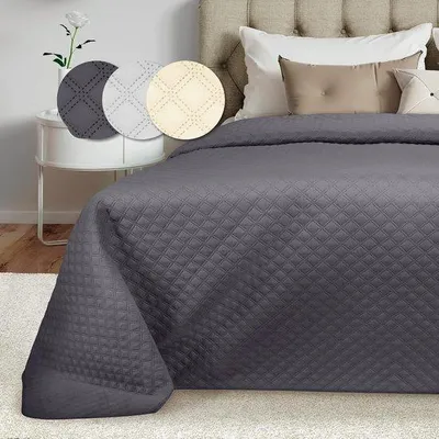 Produktbild von Famanu Bettüberwurf 240x260 cm anthrazit, gesteppte atmungsaktive Decke