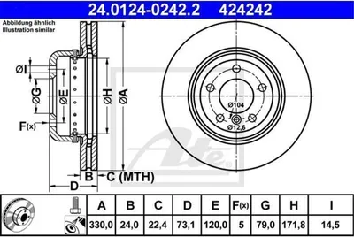Produktbild von 2x ATE Bremsscheibe 24.0124-0242.2 für BMW Z4 Roadster (E89) 73 1mm 171 8mm