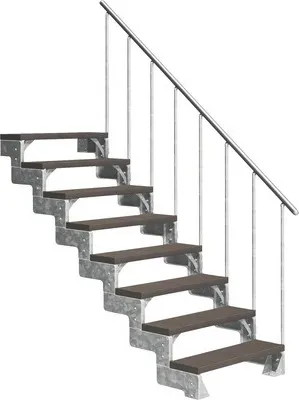 Produktbild von Aussentreppe Pertura Tallis mit Geländer 8 Steigungen 100 cm dunkelbraun