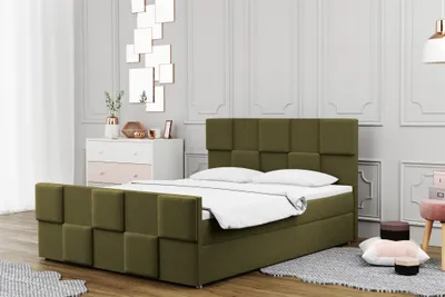 Produktbild von Boxspringbett Schlafzimmerbett MURILO 160x200cm in Stoff Monolith Olive