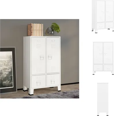 Produktbild von vidaXL Kleiderschrank Industrie-Stil Weiß 67x35x107 cm Stahl -  Kleiderschränke
