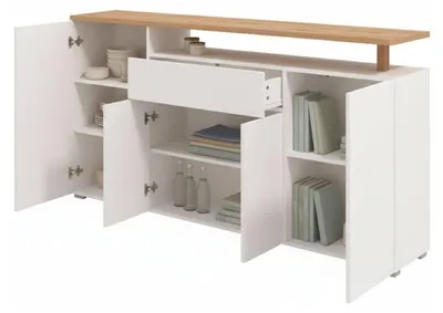Produktbild von Levate - Sideboard, 180x40x94h cm Weiß, eine Schublade