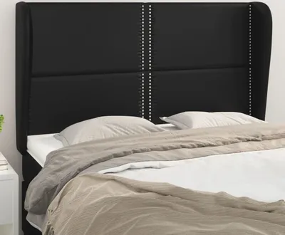 Produktbild von vidaXL Kopfteil mit Ohren Schwarz 147x23x118/128 cm Kunstleder - Kopfteil - Kopfteile - Bett-Kopfteil - Bettkopfteil