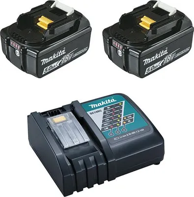 Produktbild von Makita 197570-9, Batterie- & Ladegerät-Set, Lithium-Ion (Li-Ion), 5 Ah, 18 V, Makita, Schwarz, Blau