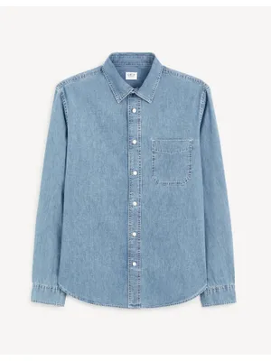 Produktbild von Celio Herren Jeanshemd Gagusti1, langärmlig, aus Baumwolle, in Blau, Größe S