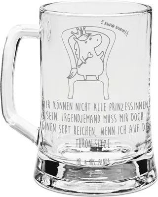 Produktbild von Mr. & Mrs. Panda Krug Einhorn Prinzessin - Transparent - Geschenk, Seidel, Glasbierkrug, Geburtstag, Unicorn, Gravur Bierkrug, Monat, Geburtstagsgeschenk, Glaskrug