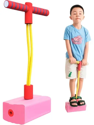 Zdjęcie produktu dla Skoczek pogo dla dzieci stick drążek do skakania jumper różowy 45 cm zabawa równowaga koordynacja