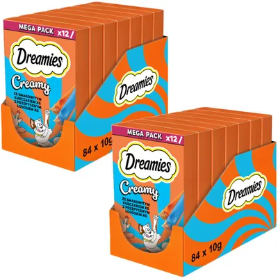 Produktbild von Dreamies Creamy 14x120g Cremiger Snack für Katzen mit Huhn und Lachs
