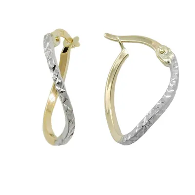 Produktbild von Creole Ohrring 17x12x1mm bicolor rhodiniert diamantiert 9Kt GOLD gold 17x12x1mm