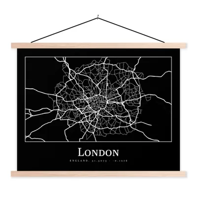 Produktbild von MuchoWow® Textilposter Karte - Stadtplan - London 60x45 cm mit holzfarbenen Rahmen - Bild
