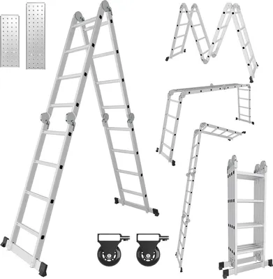 Image de Échelle pliante 4x4, échelle de soutien, échelle en aluminium, échelle multifonctionnelle, échelle télescopique
