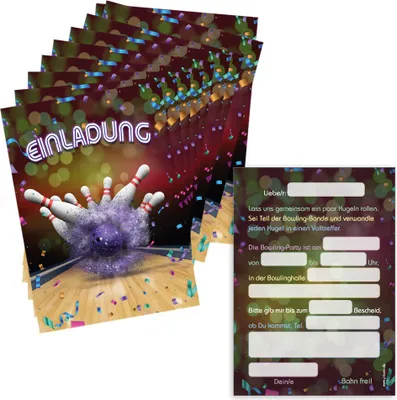 Produktbild von PRICARO Einladungskarten Kindergeburtstag, A6 "Bowling Spaß", 10 Stück