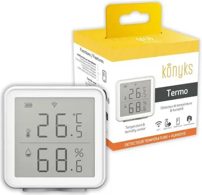 Produktbild von Konyks Termo, Drinnen, Temperatur- & Feuchtigkeitssensor, Freistehend, Kabellos, LCD, 1,5 V