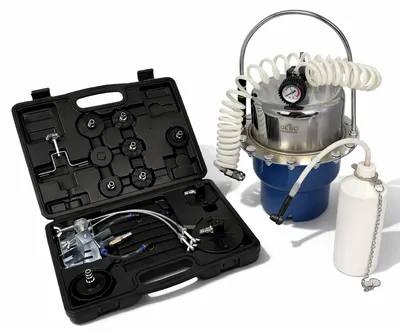 Immagine prodotto di Kit-set strumenti per il sistema spurgo freni auto e liquido con adattatori universale, pompa per multimarca Gebo Tools