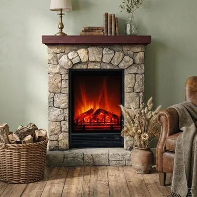 Produktbild von Elektrischer Kamin | Landhausstil | Fernbedienung | Heizfunktion | realistische Flamme