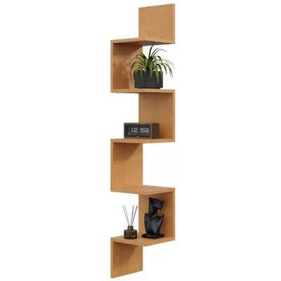 Produktbild von Eckregal MIDI Erle – geräumiges Hängeregal in Holzoptik, platzsparendes Wand-Eckregal für Bücher, Pflanzen und Dekoration