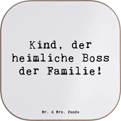 Produktbild von Mr. & Mrs. Panda Tischschoner Spruch Kind Heimliche Führungskraft - Weiß - Geschenk, Tassenuntersetzer, Kreativität, Familie, Untersetzer für Gläser, Humor, Einfluss