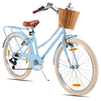 Produktbild von Mädchen Kinderfahrrad 20/24 Zoll, 7-Gang Shimano, V-Bremsen, Weidenkorb, Prinzessinnen Stil