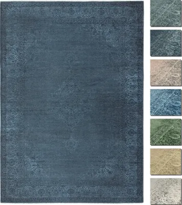 Produktbild von Kelim Vintage Teppich Wohnzimmer Blau 195 X 280 cm, Waschbar Boho Teppich Super Soft, Moderner Kurzflor Teppich