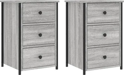 Produktbild von Nachttische 2 Stk. Grau Sonoma 40x36x60 cm Holzwerkstoff
