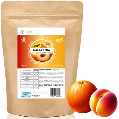 Zdjęcie produktu dla Galaretka DUO POMARAŃCZA-BRZOSKWINIA BEZ CUKRU 0 węgli 350g 50 porcji Keto
