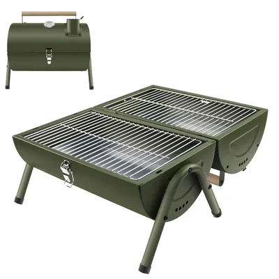 Image de Barbecue au charbon portable - Charbon de bois - 41,8 x 28 x 36,3 cm - Acier inoxydable