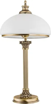 Zdjęcie produktu dla Casa Padrino luksusowa lampa stołowa w stylu barokowym mosiądz z patyną / biały Ø 30 x H. 60 cm - Okrągła lampa biurkowa z mosiądzu ze szklanym kloszem - Lampy w stylu barokowym