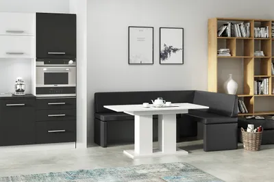 Productafbeelding van FEDVE Hoekbank, zitbank, keuken, eetkamer, zitmeubilair, model Lilia Maxi, glad, bekleed, rechts