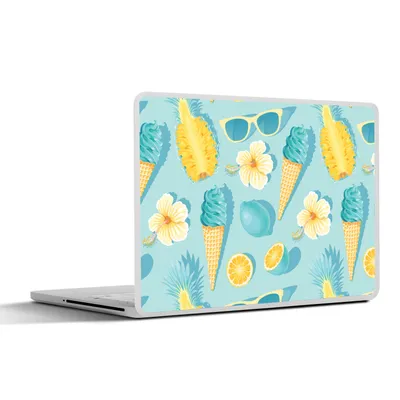 Produktbild von MuchoWow® Laptop Aufkleber Sticker Cover Sommer - Obst - Blumen - Blau 30x21 cm - Sticker für Laptop - Selbstklebend