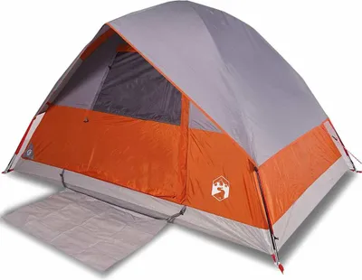 Produktbild von vidaXL Kuppel-Campingzelt 4 Personen Grau und Orange Wasserdicht