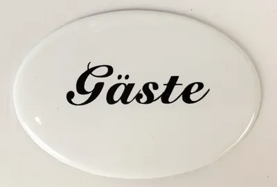 Produktbild von Emaille Gäste Handtuch Schild weiß oval ca. 4x6 cm zum Kleben Emailleschild Metallschild Blechschild