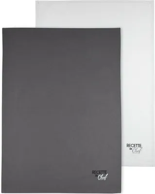 Image de STOF | Torchons - DUO - 50x70 cm - Gris et Argent - Coton de haute qualité - Design élégant