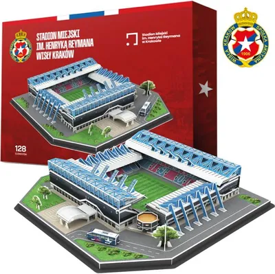 Obrázok produktu pre Habarri | Puzzle 3D - Futbalový štadión - Wisła Kraków - 128 dielikov - Oficiálny model - Pre futbalových fanúšikov