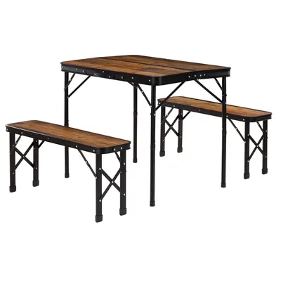 Immagine prodotto di Tavolo da picnic con panche - Tavolo da campeggio - Set da campeggio - Tavolo da birra - Tavolo per ristorazione - Tavolo - Panche - Pieghevole - Marrone - 90 x 60 x 70 cm