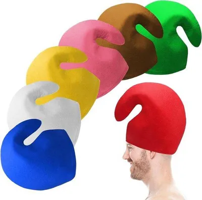 Image de Lot de 7 bonnets de nain rigolos pour le carnaval et les fêtes costumées.