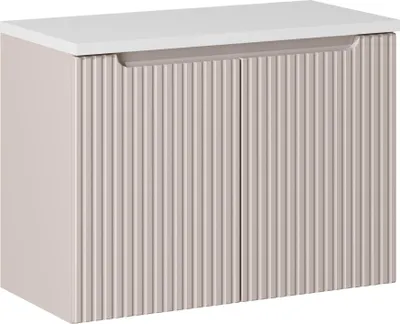 Produktbild von Badezimmerschrank 80 Cm Mit Weißer Platte Und Geriffelter Kaschmirfront