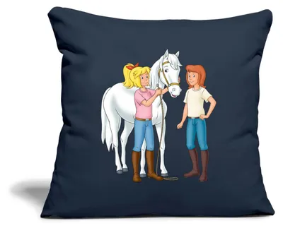 Produktbild von Spreadshirt Bibi Und Tina Kümmern Sich Um Sabrina Kissenbezug 45x45 cm, One size, Navy