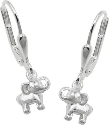 Produktbild von Paar kleine Ohrhänger Ohrringe mit Elefanten 21x7mm 925 Silber glänzend Kinder