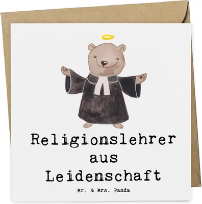 Produktbild von Mr. & Mrs. Panda Grußkarte Religionslehrer Leidenschaft - Weiß - Geschenk, Witzig, doppelkarte, Glückwunschkarte, Grundschule, Jubiläum, Lustig, faltkarte, Spruch