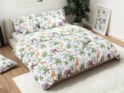 Zdjęcie produktu dla Pościel bawełniana AFRICA biała Rozmiar pościeli: 70 x 90 cm | 140 x 200 cm