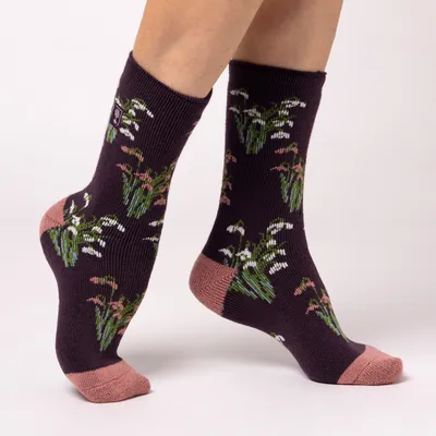 Produktbild von Damen Lite Jacquard Socken RHS Schneeglöckchen - Maulbeerfarben