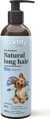 Produktbild von Comfy Hundeshampoo Natural Long Hair 250 ml – Pflege für langhaarige Hunde mit Leinsamen, Avocado &Arganöl