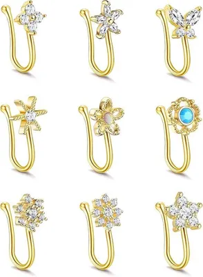 Produktbild von Nasenring Clip-on 9 Stück - Kunst Nasenringe - Nicht-Piercing Schmuck - trendige Optik - ShopFlot